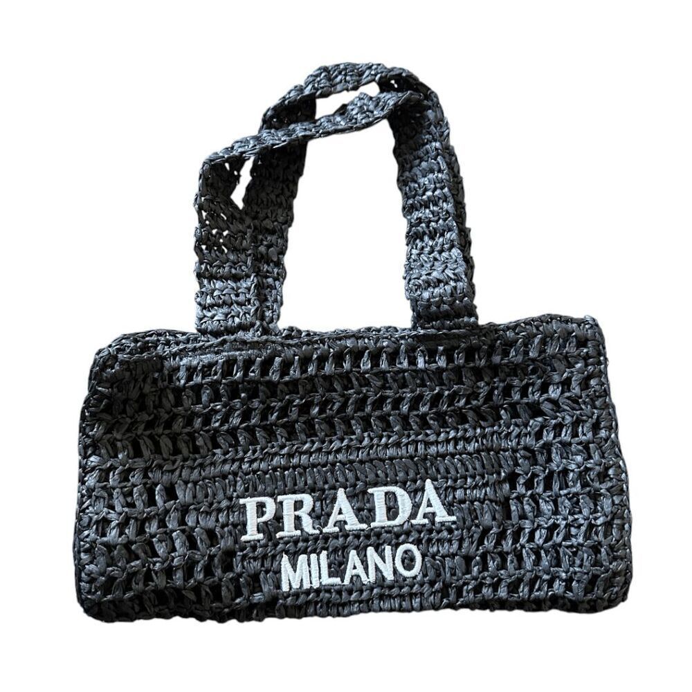 Brand New Prada Black Raffia Tote Bag - Picture 2 of 6